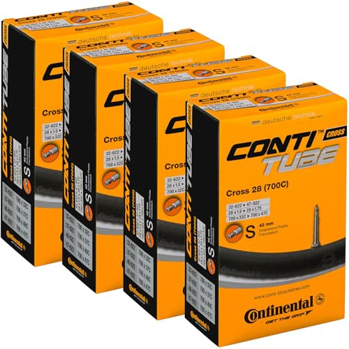 Continental Cross 28 700x32-47c Bicycle Inner Tube Bundle - 42mm Presta Valve - 4 Pack w/ Decal