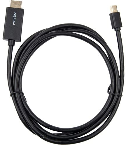 Rocstor Y10C196-B1 - Cable Mini DisplayPort a HDMI (2 m, 4 K/2 K, para MacBook, MacBook Pro/Air, Mac Mini, Ultrabook, proyector, Ordenador de sobremesa, Color Negro)