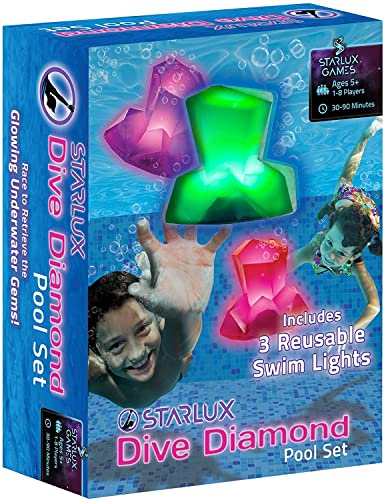 Starlux Games Pool Party Spiele Set für Kinder ab 8 Jahre (3-teilig) - Schwimmbad Outdoor Spiele für 1-8 Personen - Leuchtendes Tauchspielzeug für Kinder 5-12+ Jahren für Kindergeburtstag & Poolparty
