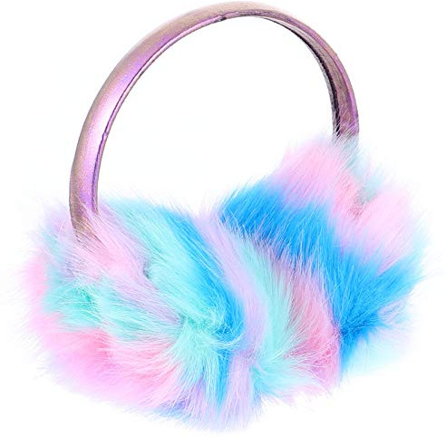 Colorful Winter Earmuffs Warm Ear Warmers Adjustable Head-wear for Women Girls (Blue)