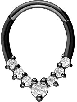 PIERCINGLINE Chirurgenstahl Clicker | TROPFEN + 7 KRISTALLE | Piercing Ring Nase Septum Ohr Helix Tragus | Farbauswahl
