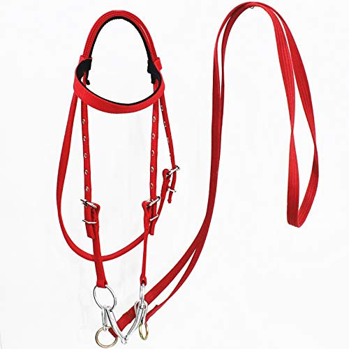 Hmpet Capezza per Cavalli, Morso per Bocca Equipaggiamento per Equitazione Cavezze per Cavalli Avezze per Cavalli Shetty Roba per Cavalli Veri,Rosso,Shoulder 1.3M