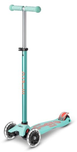 Micro, Maxi Micro Deluxe LED, 3-Rad-Kinderroller, 5–12 Jahre | Gewichtslenkung, Höhenverstellbarer Lenker, Leicht, Bewegungsaktivierte LED-PU-Rollen, Schweizer Entwicklung