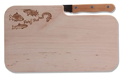 Brotzeitbrett mit Anglermotiv Petri Heil 25,5x14,5x1,3cm Angelschein Fischereischein Angeln Fischen