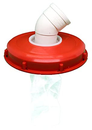 OrangeClub IBC Deckelfilter IBC Tankdeckel Regenwasserfilter Filterabdeckung für Regenwassertank IBC Tank Zubehör 163 245mm 45 ° 90° Vertikal T typ Gerader Kopf Wiederverwendbar (245MM Rot 45°)