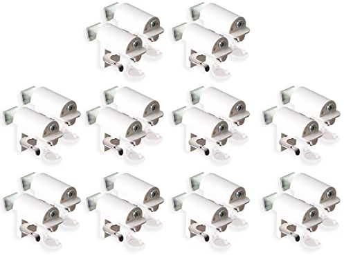 KLEMMFLEX Klemmhalter für Jalousien, Jalousie Halterung ohne Bohren, zum Klemmen, 20 Stück, Weiss, Stabiler Klemmträger mit Metallbügel, verstellbar von 4-25 mm, für Fenster und Balkontüren