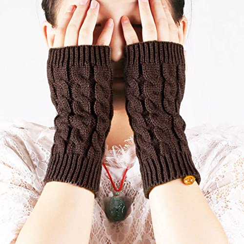 Liyinco Winter Gestrickte Hohle Fingerlose Handschuhe Frauen Warme Halbe Fingerhandschuhe Gestricktes Lesen Gehen Arbeit Schreiben Verdickte Handschuhe Kaffee Einheitsgröße