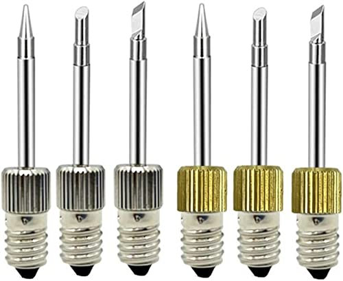 6 Stück Lötkolbenspitzen, Zubehör for Elektrowerkzeuge E10-Schnittstelle for elektrische Lötnadelspitze Tip-B, Tip-C, Tip-K