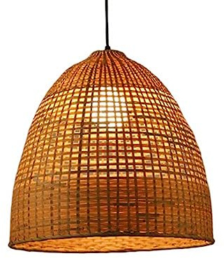 BEMITH Araña Moderna Luces Decorativas De Ratán Iluminación De Techo E27 De Época Tejido De Bambú De Mimbre A Mano. Candelabro Aparatos De Iluminación para Sala De Estar Sala De Estudio Casa