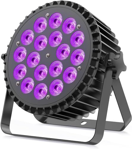 200W LED Par RGBWA+UV 6 in 1 Bühnenlicht Strahler, 18 LED Par Scheinwerfer Aluminiumschale mit D MX 7/10CH und Strobe, Discolicht Partylicht für Bar Party Hochzeit Weihnachten Halloween