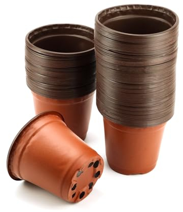 QWORK® 100-er Set Plastik Pflanztopf Blumentöpfe mit Mehrere Ablauflöchern - 10cm - für Samen Saftige Blumen Innen und Balkon