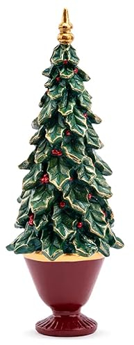 Napco 52853 Holly Tree in Pot Red, Green, Gold 10.5 x 3.5 Inches Resin Winter Christmas Holiday Figurine