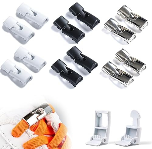 Grasslandy 12 Stück Schnürsenkel Schnell- & Drehverschluss Krawattenlose Schnürsenkel Clips Schuhbänder Für Turnschuhe Segeltuch