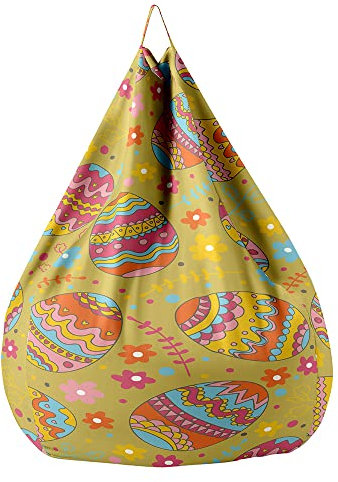 Highdi Sitzsack für Erwachsene Ohne Füllung Indoor Outdoor Sitzkissen Waschbarer Weicher Flauschiger Sofabettbezug Gartenkissen Bodenkissen für Wohnzimmer (90x110cm,Bunte Eier 5)