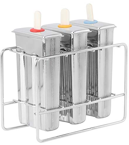 Moule à glace en acier inoxydable, moules à glace commerciaux avec kit de brosse de nettoyage, moules à glace faits maison, moule à sucettes glacées (Plaque à tête 3 branches double fente + inox)