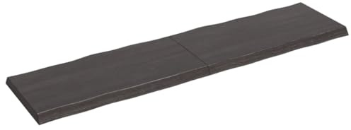 TJROO Tischplatte Dunkelgrau 200x50x6 cm Massives Eichenholz Tabletop Esstischplatte Möbelplatten Deckplatte Esstiach Holzplatten Schreibtischplatten Massivholzplatte Tischplatten