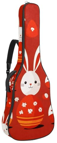 Gitarrentasche für 40/41/42 Zoll Akustikgitarre Wasserdicht mit Zubehörfach Rot Osterhase Ei, mehrfarbig, 42.9x16.9x4.7 in, Gitarrentasche