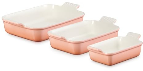 Le Creuset Stoneware Heritage Set 3 Rectangular Dishes, Peche