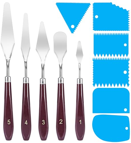 Siumir 11 Pezzi Spatole per Pittura, 5 Spatola per Pittura e 6 Coltelli per Pittura, Coltelli di Pittura per Pittura a Olio, Guazzo, Acquerello, Pittura Rupestre