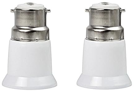 2 Pcs Light Bulb Lamp Holder Socket Converter Bayonet Socket Adapter,B22 to E27 Socket Converter, Bayonet to Screw Edison, BC to ES Lamp Base Adapter for LED Bulbs and Incandescent Bulbs and CFL Bulbs