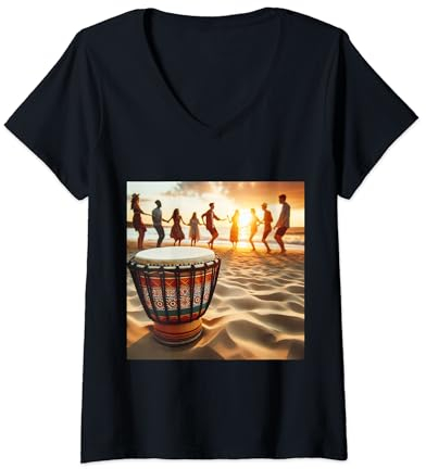 Damen Wirklich wie Djembe African Drums T-Shirt mit V-Ausschnitt