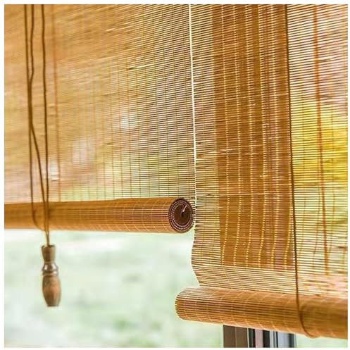 Yiustldd 100x200cm, Blackout Jalousien römische Farben Natural Retro Bambusvorhang Leichtfiltering UV-resistente Fenster Jalousien, leicht zu installieren, für Schlafzimmer Büroküche