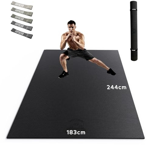 HAPBEAR Yogamatte XXL- Extra Groß Breit Sportmatte Fitnessmatte Rutschfest 213cm x 152cm/183cm x 122cm x 8mm Dicke, Hoher Dichte Ultra Haltbar PVC, Gymnastikmatte Schuhfreundlich
