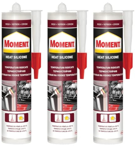 Hochtemperatur Silikon für Backöfen bis 260 Grad -Dichten und Kleben -Ideal für Öfen und Heizungen - Haftet auf Metall, Glas, Keramik, Holz, Silikonharzen (3 x 280ml)