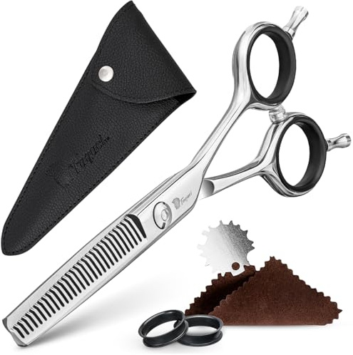 Fagaci Forbici per Sfoltire i Capelli 6 con Acciaio 440C, Forbici Parrucchiere Professionali Barbiere Estrema Affilatura e Tagli Precisi, Lame Sottili