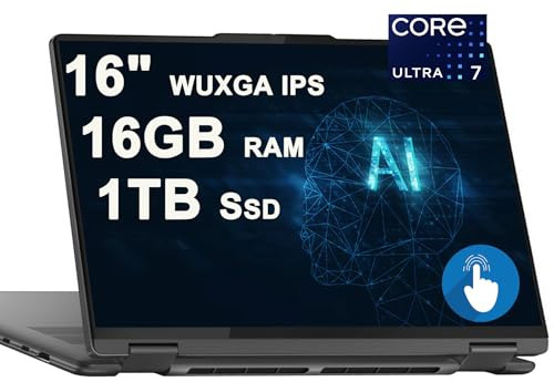Lenovo Yoga 7 16 2-in-1 AI PC Laptop 16 WUXGA IPS Touch Glossy Intel 12-core Ultra 7 155U 16GB RAM 1TB SSD Backlit Fingerprint Thunderbolt FHD IR Privacy Camera Win11 w/ICP Accessory