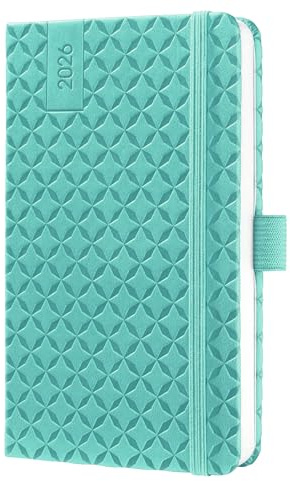 SIGEL J6102 Wochenkalender 2026 A6, petrol, Hardcover, Gummiband, Stiftschlaufe, Einstecktasche, 174 Seiten, vegan, aus nachhaltigem Papier, Terminplaner Taschenkalender Jolie