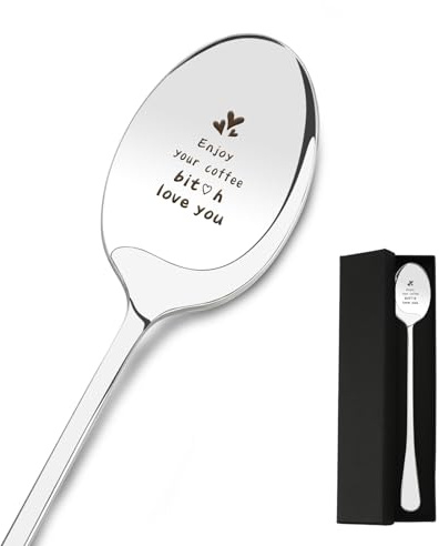 Funny Friend Gifts for Best Friend Bestie BFF Special Friend Gifts for Best Friends Women Friendship Gifts for Women Stainless Steel Spoon for Coffee Lovers with Gift Box Best Friend Birthday Gifts