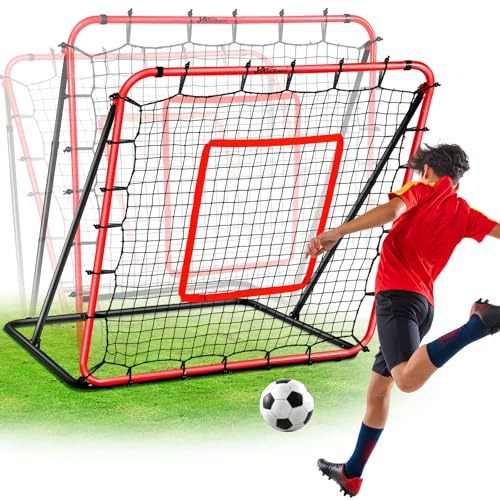 JASCOPRO Fotbollsmålnät, 18 justerbara vinklar för precisionspassningar, skott, första bollkontakt och bollkontroll för barn, tonåringar och vuxna, 120 x 120 cm