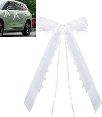 20 STK Autoschleifen Hochzeit, Weißes Band mit Herzen Schleifen, Weißes Schleifen, Dekoration Autoschmuck, Car Wedding Deko Hochzeitsschleifen für Blumensträuße,Geschenkverpackungen, Partydekorationen