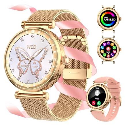 Smart Watch 1.19 AMOLED Ultra-Clear Display, Smart watches for Women with 110+ Sports Modes/Heart Rate/Sleep Monitor, Smartwatch IP68 Waterproof for iPhone/Samsung/Android