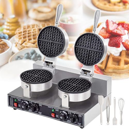 lilishangmao Waflera Comercial con Utensilios De Horneado | Plancha De Calentamiento De Doble Cara De 1200 W, Antiadherente, Control Giratorio, Ideal para Hoteles, Food Trucks, Negocios