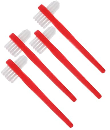 Veemoon Brosse Pour Prothèses Dentaires Double Tête 4 Pièces Petite Taille Rouge Nettoyage Professionnel Voyage