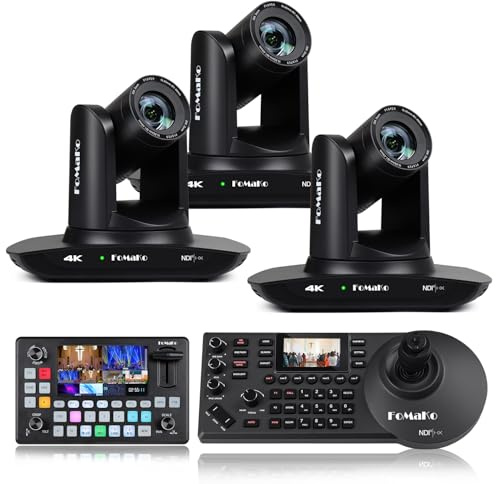 FoMaKo 4K 20X PTZ Camera HDMI, AI Auto-Tracking Gen 3, 20X Optical Zoom, or News Anchor Studio and Theater LiveStreaming,NDI 6 & NDI HX3 Certified(K20UHX3+KC601+KC608 Pro)