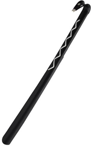 Långt – metallskor med långt handtag, bekväma skolyftare lämpliga för seniorer, extra långa stövlar horn för stövlar, ergonomisk hjälp för seniorer, män, kvinnor, Svart, Refer to