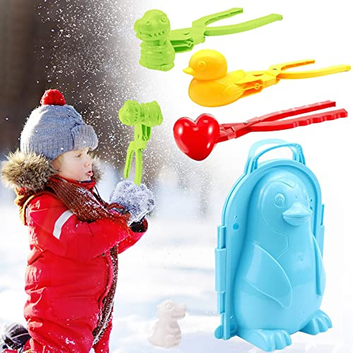Schneeball Former 4er Set Schneeballzange Schneeball-Presse für Perfekte 7cm Schneebälle; Schnee-Ball-Maker - Ideal für Kinder; Robuster Snow-Ball Maker; Nie mehr Kalte Hände (B)