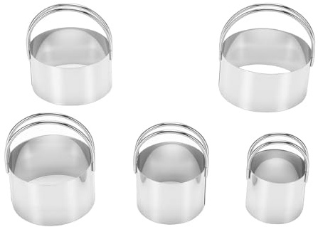 Focket Cortadores de galletas, 5 piezas de cortadores redondos de acero inoxidable con, para hornear pasteles, donas, pasteles, varios tamaños de 1 3/4 a 3 1/4 pulgadas