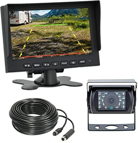 VSG24 Rückfahrkamera 7 Camper-Set inkl. Kamera, Monitor, Kabel - Wasserdicht Nachtsicht 12V-24V Einfache Montage/Robustes Rückfahrsystem für Auto Wohnwagen LKW Anhänger Wohnmobile Einparkhilfe