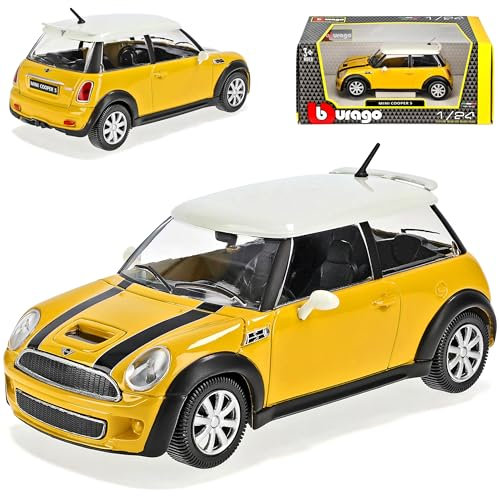 Bburago Mini Cooper S Gelb Weiss R56 Hatch 2006-2013 1/24 Modell Auto