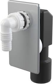 Wandeinbau Unterputz Siphon Sifon mit Geräteanschluss Abgang 40-50 mm Geberit kompatibel Langer Anschlussnippel (Bei Bedarf kürzbar) Abdeckplatte weiss