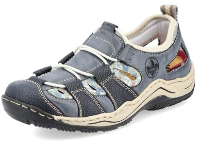 Rieker dam lågtopp sneakers L0539, dam halvskor, lös insats, Blå 14, 38 EU