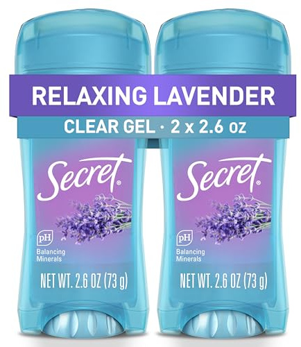 Secret Fresh Antiperspirant Deodorant for Women, 72hr Breathable Sweat & Odor Protection, Instant Freshness & Gentle, PH Balancing Minerals, Clear Gel, Relaxing Lavender Scent, 2.6 oz (Pack of 2)