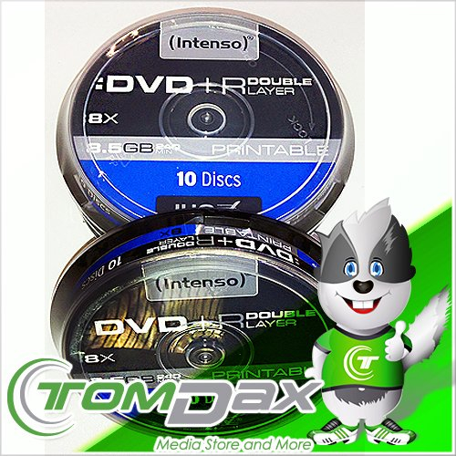 50 Intenso DVD+R 8X Print Double Layer bedruckbar 240 Minuten