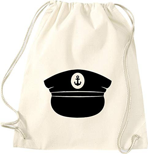Shirtinstyle Gym Sack Turnbeutel Sailing Motive Kapitänsmütze, Heimat, Urlaub, Segeln, Wassersport, Farbe Natur
