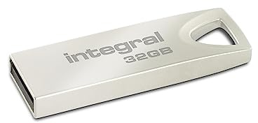 Integral 32GB USB Memory 2.0 Flash Drive Arc with metal casing for keyring, a stylish and elegant solution to transfer and back-up your files