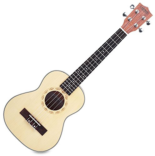 Classic Cantabile UT-260 S 26 Tenor-Ukulele mit Tasche, Edle Verarbeitung | Decke: Fichte massiv, Cremefarbene Bindings, Mensur: 43 cm (17), Sattelbreite: 34 mm, 18 Bünde, Gesamtlänge: 65 cm, 6 cm